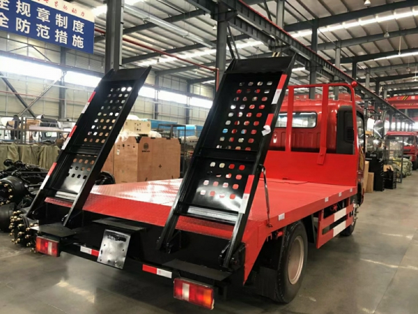 重汽豪曼藍(lán)牌平板拖車